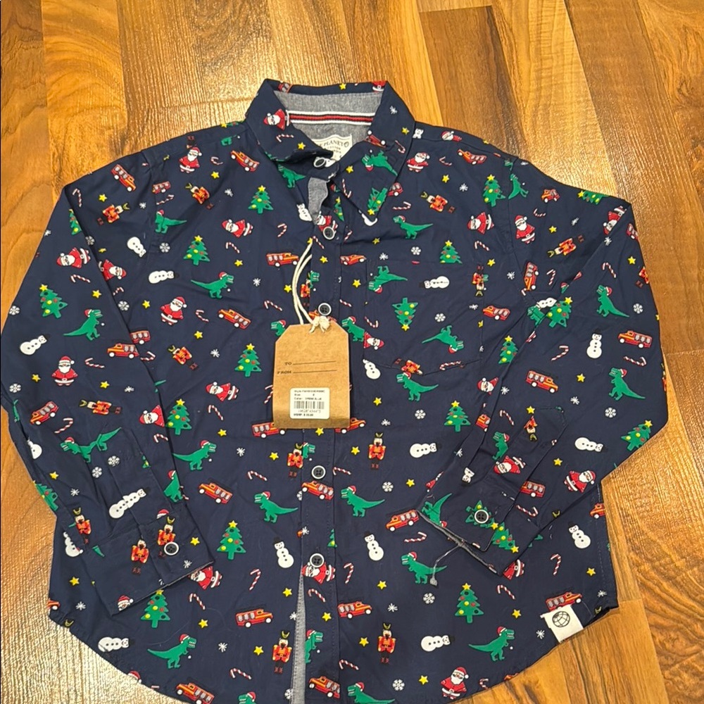 Free Planet boys button down holiday‎ theme boys size 6